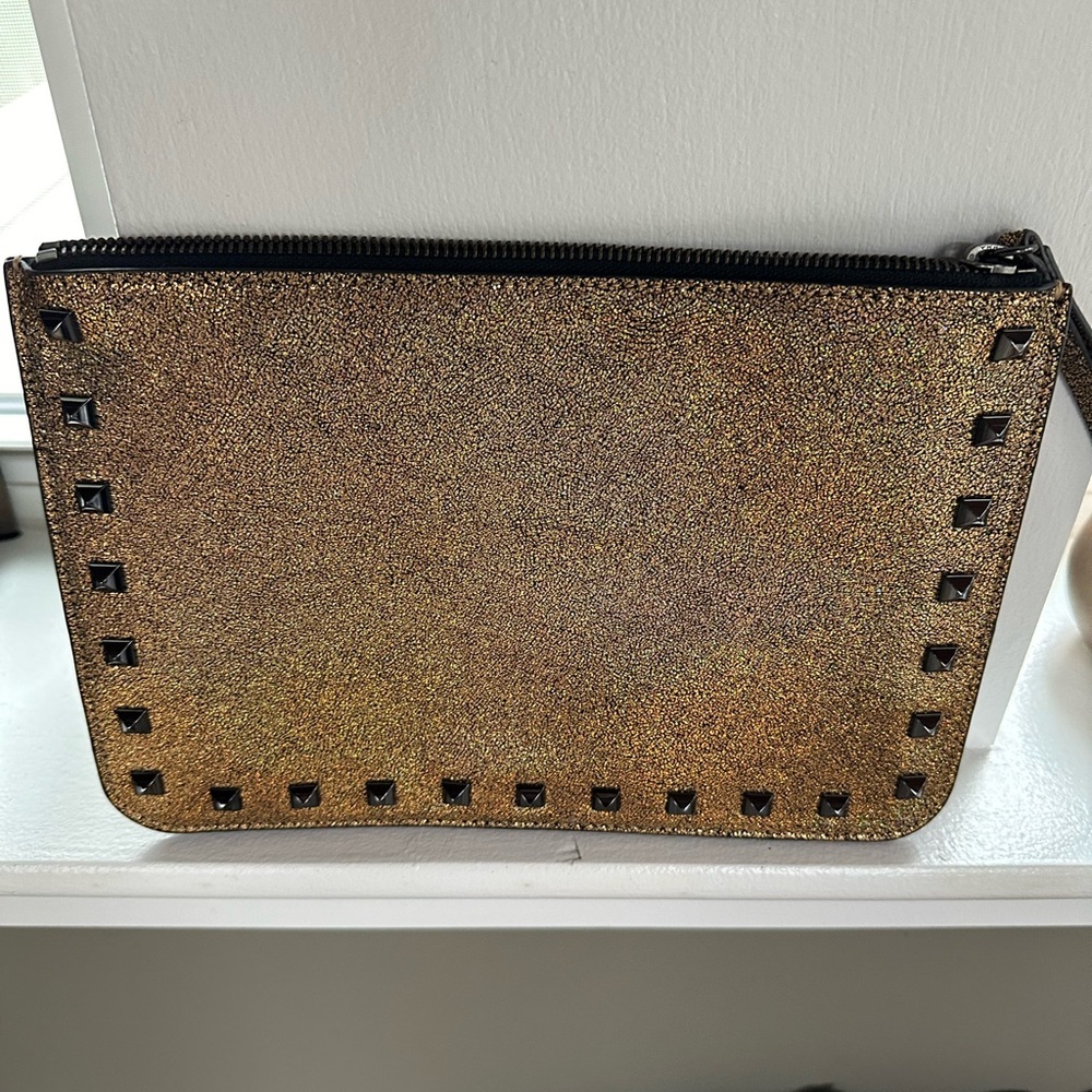 Rebecca Minkoff Studded Gold Glitter Clutch
